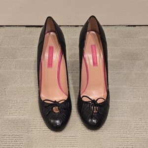 EMANUEL UNGARO Black Ballet Pump Stiletto Heels Shoes Sz 39 ITALY 🇮🇹